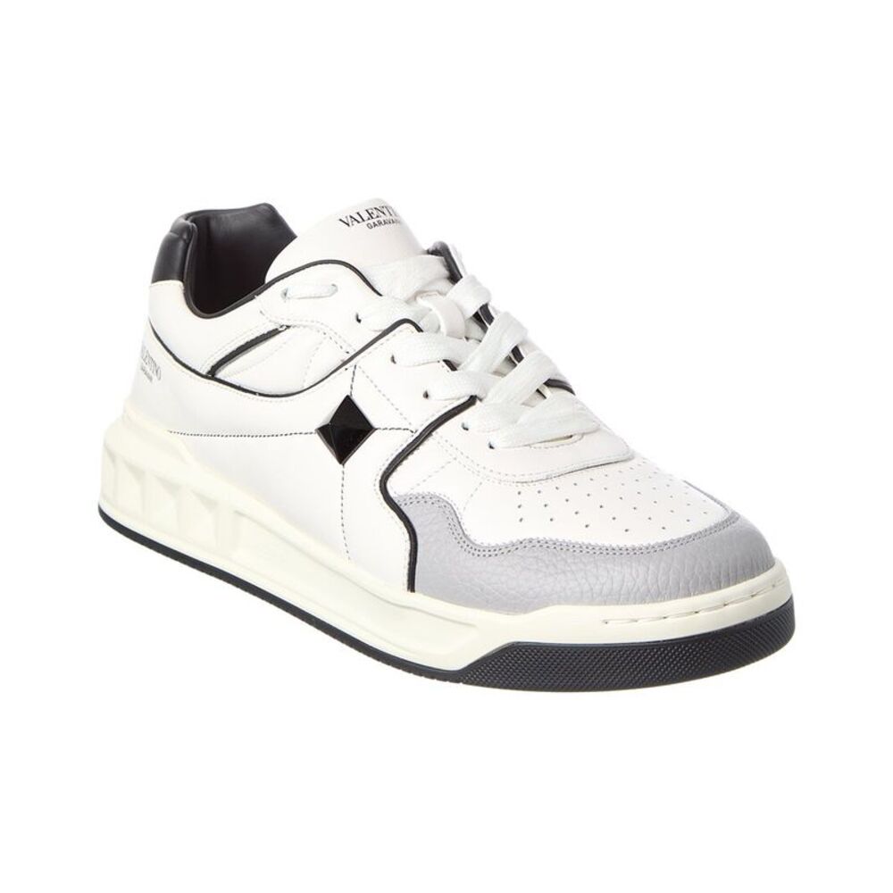 Valentino Roman Stud Leather Sneaker, White